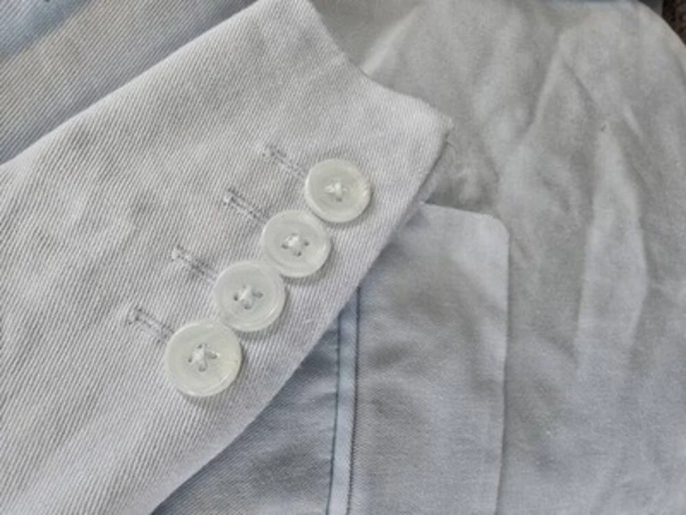 Mode of One Slim-Fit Blazer Men's L Delicate Blue Linen Blend Button Closure